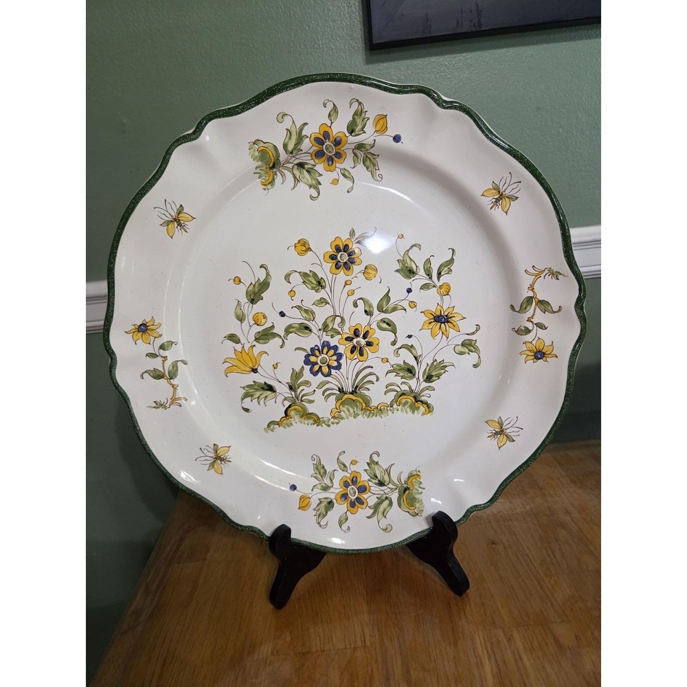 Vintage Varages Vieux Provence 12" Yellow Floral Wall Hang Platter France